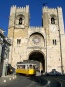 Tram passing in front of Sé Cathedral, Lisbon